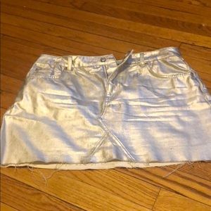 Topshop Silver Denim Skirt